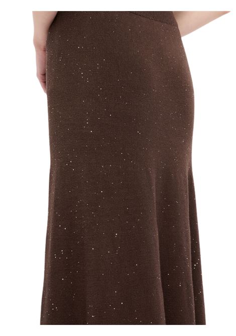 Gonna midi in maglia con paillettes CIOCCOLATO Liu Jo | MF5295MA27RA4367